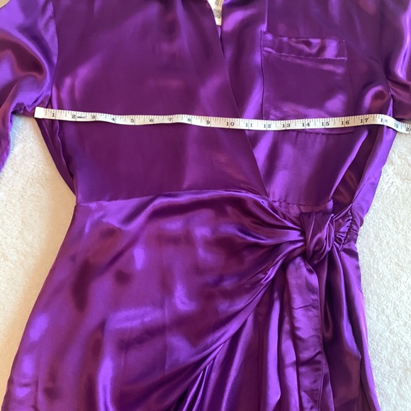 SOLD || Zara Purple Satin Effect Wrap Dress- Size L - Picture 10 of 13